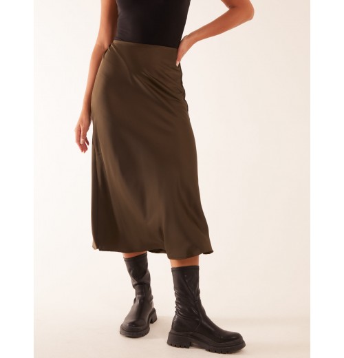 Satin Bias Midi Skirt