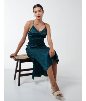 Jacquared Satin Slip Dress