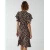 Leopard Print Wrap Ruffle Midi Dress