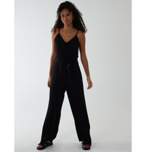 Button Front Strappy Jumpsuit