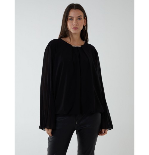 Pleated Sleeve Blouse