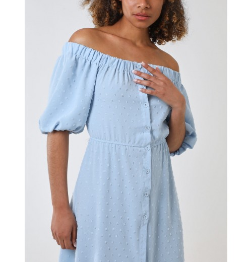 Bardot Button Through Midi Dress