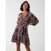 Paisley Wrap Front Pleated Kimono Sleeve Dress