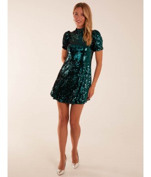 Puff Sleeve Sequin Mini Dress