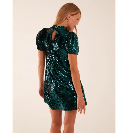 Puff Sleeve Sequin Mini Dress