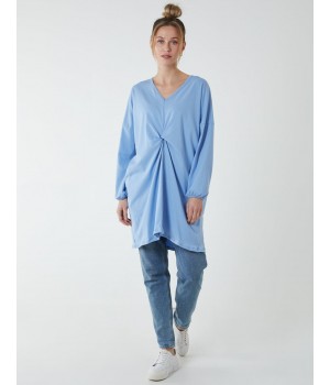 Twist Front Cotton Tunic With Side Pocket