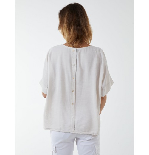 Button Back Pocket Top