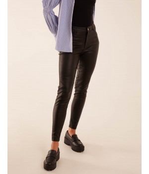 PU Mid Rise Coated Skinny Jeans