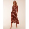 Chiffon Swirl Print Wrap Front Maxi Dress