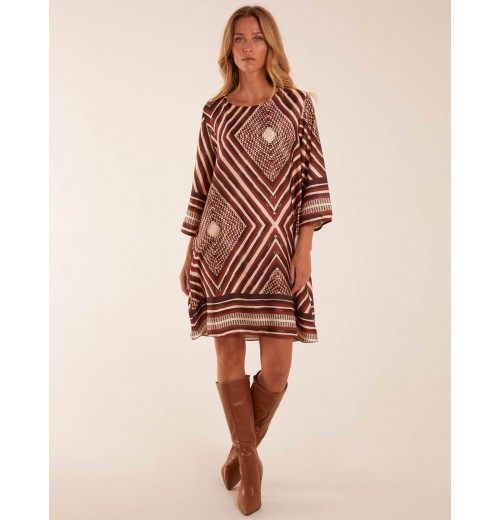 Aztec Border Straight Line Midi Dress