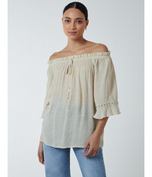 Bardot Tie Front Top