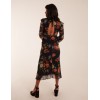 Godet Hem Frill Floral Cut Out Back Dress