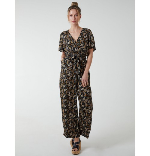 Paisley Floral Tie Waist Jumpsuit