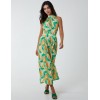 Halterneck Abstract Leaves Maxi Dress