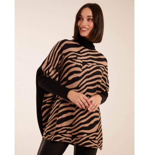 Zebra Print Roll Neck Jumper