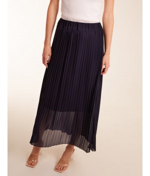 Pleated Deep Waist Band Midi Skirt