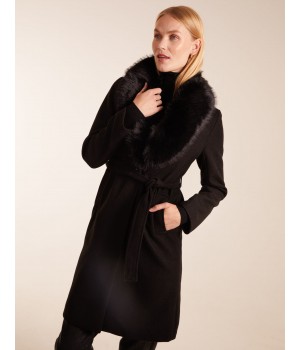 Faux Fur Collared Belted Coat