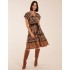 Tiered Crossover Printed Dress