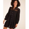 Crochet Insert Oversized Shirt Dress