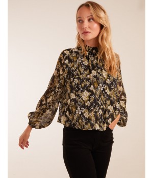 Leopard Bubble Hem High Neck Top